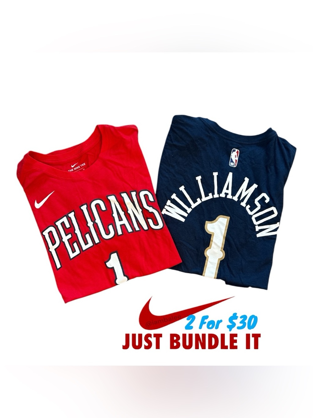 Nike New Orleans Pelicans Zion Williamson Dri-FIT T-Shirt Red/Blue Mens XL